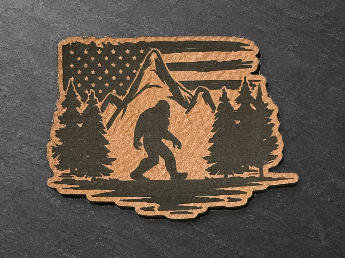Sasquatch flag patch, copper mountain cutout patch