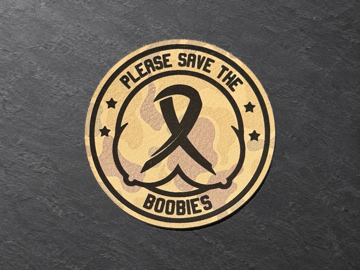 Please Save the Boobies patch, gold awareness patch